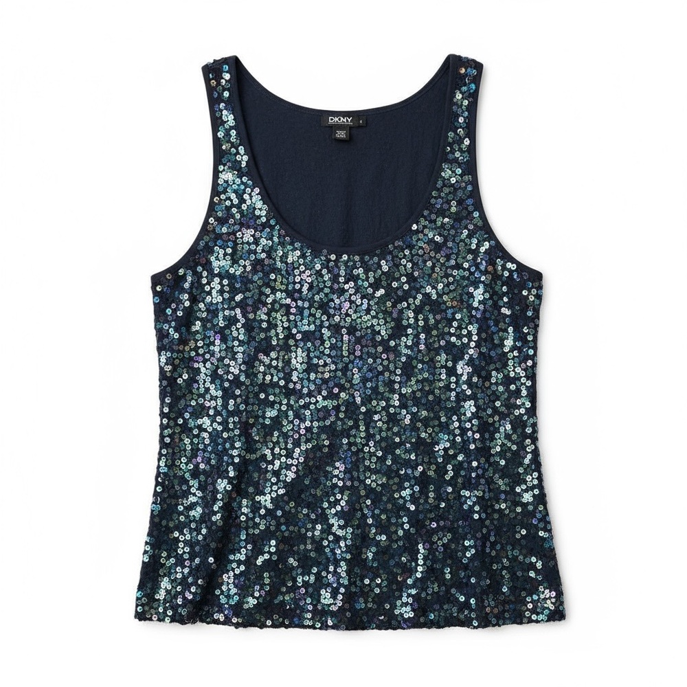 NWT DKNY Sequin Tank Top in Navy – Size L